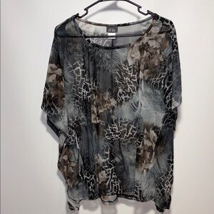 Dots Women's Sheer Blouse - Black and Brown